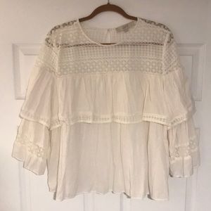 LOFT Ivory 2-Tier Peasant Blouse! 💛